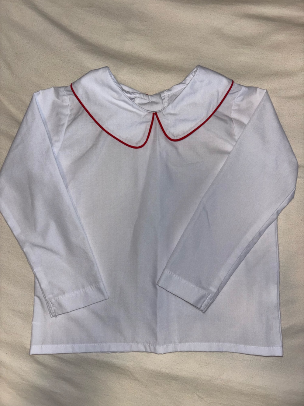 The Beaufort Bonnet Company White Long-Sleeve Top with Red Collar Trim